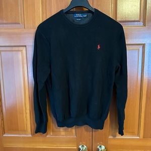 Polo cotton sweater. Black size XL cotton pique weave.